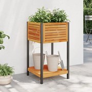 vidaXL Ζαρντινιέρα Κήπου με Ράφι 45x45x80 εκ. Μασίφ Ακακία/Ατσάλι