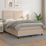 vidaXL Κρεβάτι Boxspring με Στρώμα Καπουτσίνο 140x200εκ.από Συνθ.Δέρμα