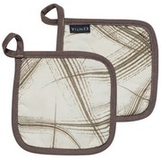 Πιάστρες Κουζίνας Felce (Σετ 2τμχ) (20X20) Beige-Grey Kentia Βαμβάκι-Πολυέστερ