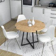 Τραπέζι Rubes Megapap χρώμα φυσικό οξιάς - ανθρακί 100x100x78εκ.