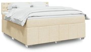 Κρεβάτι Boxspring με Στρώμα Κρεμ 180x200 εκ. Υφασμάτινο - Κρεμ