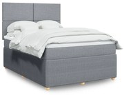 Κρεβάτι Boxspring με Στρώμα Ανοιχτό Γκρι 140x190 εκ. Υφασμάτινο