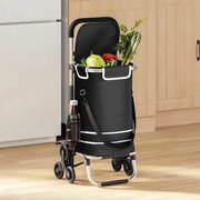 vidaXL Καρότσι Αγορών Μαύρο 47 x 39 x 100.5 εκ. Ύφασμα Oxford