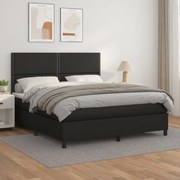 vidaXL Κρεβάτι Boxspring με Στρώμα Μαύρο 160x200εκ.από Συνθετικό Δέρμα