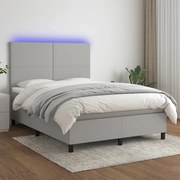 Κρεβάτι Boxspring με Στρώμα &amp; LED Αν.Γκρι 140x190εκ. Υφασμάτινο - Γκρι