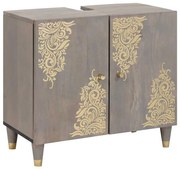 Ντουλάπι νιπτήρα Γκρι 62 x 33 x 58 εκ. Στερεό ξύλο μάνγκο