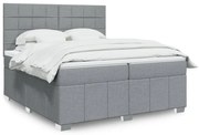 Κρεβάτι Boxspring με Στρώμα Ανοιχτό Γκρι 200x200 εκ. Υφασμάτινο - Γκρι