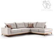 Γωνιακός καναπές αριστερή γωνία Luxury II pakoworld ύφασμα cream-mocha 290x235x95εκ