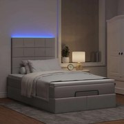 ΟΘΩΜΑΝΙΚΟ ΚΡΕΒΑΤΙ ΜΕ ΣΤΡΩΜΑ &amp; LEDS TAUPE 120X190CM ΥΦΑΣΜΑ 3313993