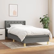 Κρεβάτι Boxspring με Στρώμα Σκούρο Γκρι 80x200 εκ. Υφασμάτινο - Γκρι