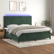 ΚΡΕΒΑΤΙ BOXSPRING ΜΕ ΣΤΡΩΜΑ &amp; LED ΣΚ. ΠΡΑΣΙΝΟ 200X200ΕΚ ΒΕΛΟΥΔΟ 3136026