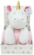 Κουβέρτα Fleece Αγκαλιάς (75x90) + Λούτρινο Dimcol Unicorn 02 White-Pink