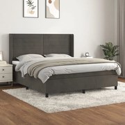 ΚΡΕΒΑΤΙ BOXSPRING ΜΕ ΣΤΡΩΜΑ ΣΚΟΥΡΟ ΓΚΡΙ 180X200 ΕΚ. ΒΕΛΟΥΔΙΝΟ 3132754