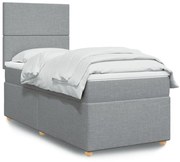 ΚΡΕΒΑΤΙ BOXSPRING ΜΕ ΣΤΡΩΜΑ ΑΝΟΙΧΤΟ ΓΚΡΙ 90X190 ΕΚ. ΥΦΑΣΜΑΤΙΝΟ 3291128