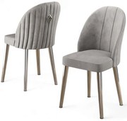 Καρέκλα Mara Babyface (Σετ 4Τμχ) 240CHR1755 45x42x91cm Grey-Chrome Μέταλλο,Ύφασμα