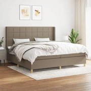 Κρεβάτι Boxspring με Στρώμα Taupe 200x200 εκ. Υφασμάτινο - Μπεζ-Γκρι