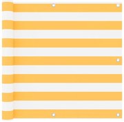 vidaXL Διαχωριστικό Βεράντας Λευκό/Κίτρινο 90 x 600 εκ. Ύφασμα Oxford
