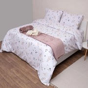 Σεντόνια Φλόραλ (Σετ 4τμχ) White Viopros Υπέρδιπλo 240x260cm 100% Βαμβάκι