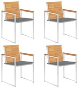 vidaXL Καρέκλες Κήπου 4 τεμ. από Μασίφ Ξύλο Teak με Μαξιλάρια