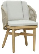 Καρέκλα - Πολυθρόνα Farem μασίφ ξύλο ευκαλύπτου - μπεζ ύφασμα 53x60x80 εκ. 53x60x80 εκ.