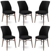 Καρέκλα Flex Babyface (Σετ 6Τμχ) 240CHR1450 45x42x93cm Black Μέταλλο,Ύφασμα