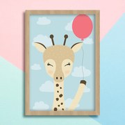 Παιδικό ξύλινο κάδρο 23x32cm Giraffe pink balloon KD465