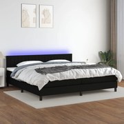 vidaXL Κρεβάτι Boxspring με Στρώμα & LED Μαύρο 200x200 εκ. Υφασμάτινο