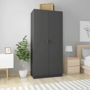 vidaXL Ντουλάπα Γυαλιστερό Γκρι 90 x 52 x 200 εκ. από Μοριοσανίδα