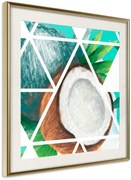 Αφίσα - Tropical Mosaic with Coconut (Square) - 20x20 - Χρυσό - Με πασπαρτού