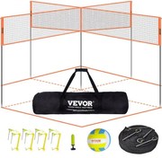 VEVOR 4-Way Volleyball Net, Adjustable Height Badminton Net Set for Backyard Beach Lawn, Outdoor Portable Volleyball Net with Carrying Bag, 4 Square Quick Assemble Game Set For Kids And Adults