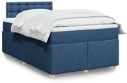 vidaXL Κρεβάτι Boxspring με Στρώμα Μπλε 120x200 εκ. Υφασμάτινο