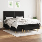 Κρεβάτι Boxspring με Στρώμα Μαύρο 160x200 εκ. Υφασμάτινο - Μαύρο