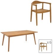Τραπεζαρία 7 τεμ. Ganny-Pino pakoworld teak ξύλο σε φυσική απόχρωση 180/240x100x75εκ