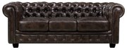 CHESTERFIELD Birmingham Καναπές 3Θέσιος Σαλονιού Καθιστικού,Δέρμα Απόχρωση Καφέ  201x92x74cm [-Καφέ-] [-Leather - Rubica Leather-] Ε9574,3
