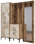 Έπιπλο Εισόδου Berlin 845HCT4215 180x35x200cm Marble Effect White-Walnut Μοριοσανίδα, Μέταλλο