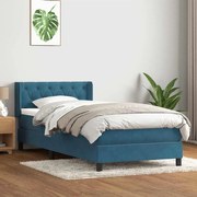 Box Spring κρεβάτι με στρώμα σκούρο μπλε 80x210 εκ. Βελούδινο