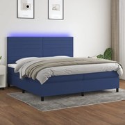 ΚΡΕΒΑΤΙ BOXSPRING ΜΕ ΣΤΡΩΜΑ &amp; LED ΜΠΛΕ 200X200 ΕΚ. ΥΦΑΣΜΑΤΙΝΟ 3134987