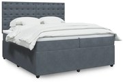 vidaXL Κρεβάτι Boxspring με Στρώμα Σκούρο Γκρι 200x200 εκ. Βελούδινο