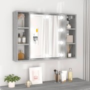 vidaXL Έπιπλο Καθρέπτη με LED Γκρι Sonoma 76 x 15 x 55 εκ.
