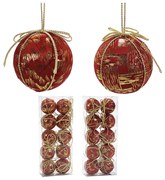 Χριστουγεννιάτικη Μπάλα Κόκκινο 60mm Σετ 10Τμχ Σε 2 Σχέδια