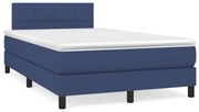 Κρεβάτι Boxspring με Στρώμα &amp; LED Μπλε 120x190εκ. Υφασμάτινο