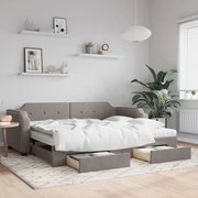 vidaXL Καναπές Κρεβάτι Συρόμενος Taupe 90x200 εκ. Ύφασμα &amp; Συρτάρια