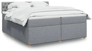 Κρεβάτι Boxspring με Στρώμα Ανοιχτό Γκρι 200x200 εκ. Υφασμάτινο