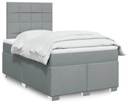 vidaXL Κρεβάτι Boxspring με Στρώμα Ανοιχτό Γκρι 120x190 εκ. Υφασμάτινο