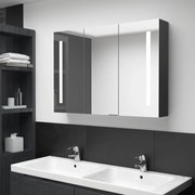 vidaXL Καθρέφτης Μπάνιου με Ντουλάπι &amp; LED Γυαλ. Μαύρο 89x14x62 εκ.
