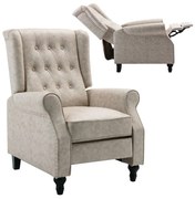 WOODWELL Ε7119,3CHESTER Relax Πολυθρόνα Μπερζέρα Σαλονιού, Καθιστικού Ύφασμα Απόχρωση Antique Εκρού 78x85x104cm Ε7119,3