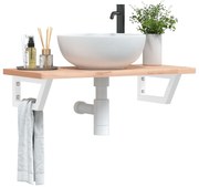 Ράφι Νιπτήρα Τοίχου από Ατσάλι / Μασίφ Ξύλο Οξιάς