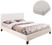 Επενδυμένο Κρεβάτι με Στρώμα BECCA Διπλό Λευκό Τεχνόδερμα 150x200εκ. 157x207x96 εκ.