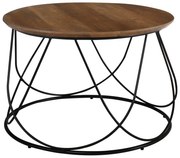 WOODWELL BOKO Τραπεζάκι Σαλονιού Καθιστικού, Μέταλλο Βαφή Μαύρο - Καρυδί Φ60x40cm ΕΜ9610