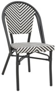 Καρέκλα Uamrin pakoworld στοιβαζόμενη μαύρο αλουμίνιο-ασπρόμαυρο pe rattan 46x57x85εκ